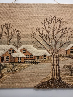 Handicraft woven wall hanging like new (band) 100×75 cm