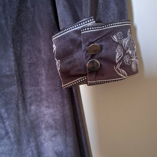 Velvet cardigan new size Medium gray with white flowers