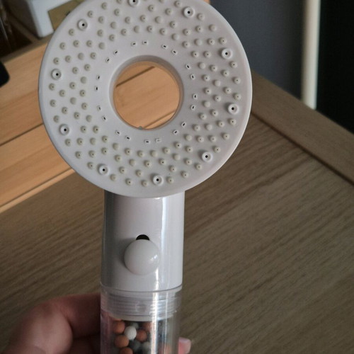 Bathroom shower head with filter and flow functions like new, white