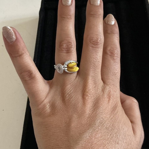 Handmade ring with yellow freshwater pearls, custom order