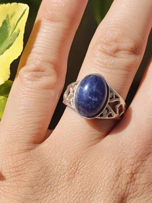 Silver ring with sapphire, new