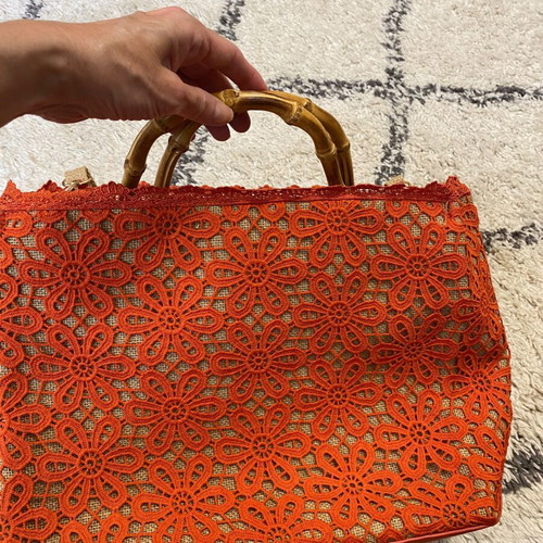 Guess handbag with bamboo handle new, orange