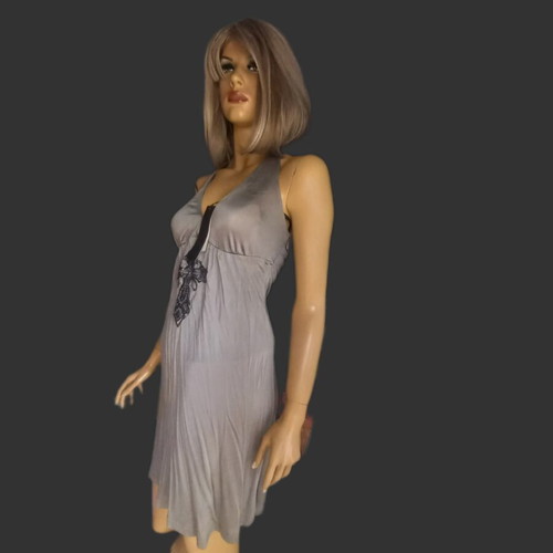 Lynne Silver Strapless Dress with Stones Size M New