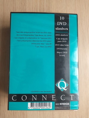 Q Connect Slimbox 10 Thin CD/DVD Cases Sealed, New