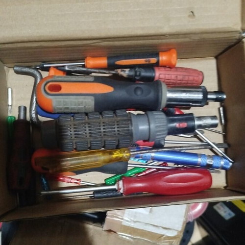 Screwdrivers used, with two fully functional chestnut handles