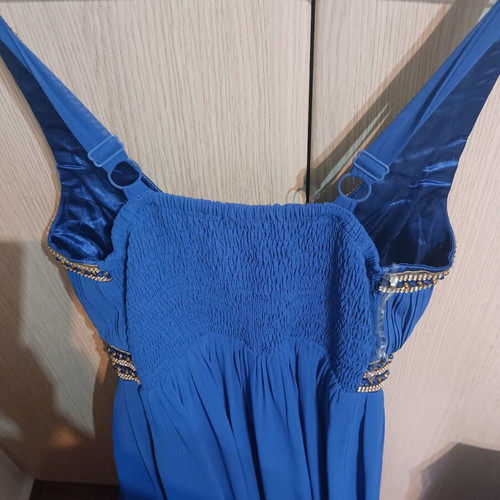 Official evening dress blue electric like new, size XL with matching shawl