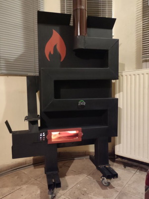 Pellet stove with air duct used