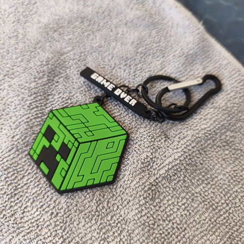 Minecraft keychain new, black and green