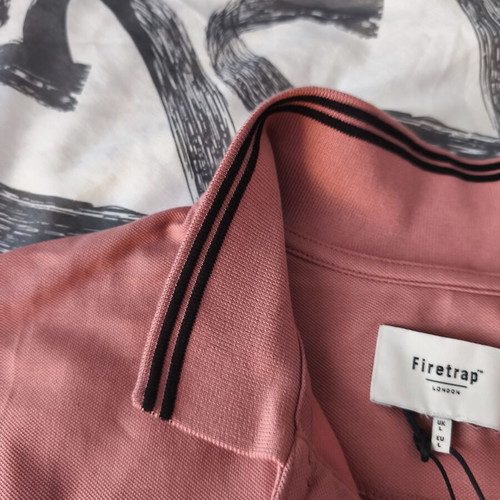 Firetrap men's polo shirt new, pink, size L, made in England
