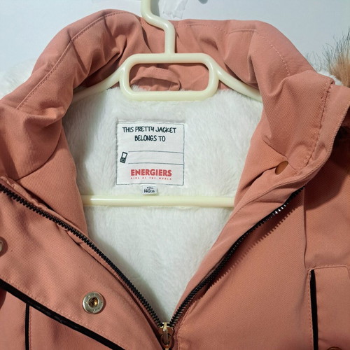 Energiers thick pink jacket with hood for 10 years old, 140 cm like new