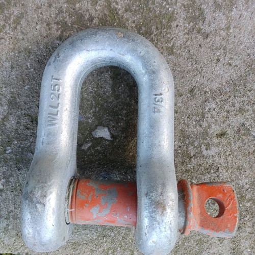 Large nautical shackle 25 tons new, type D, galvanized