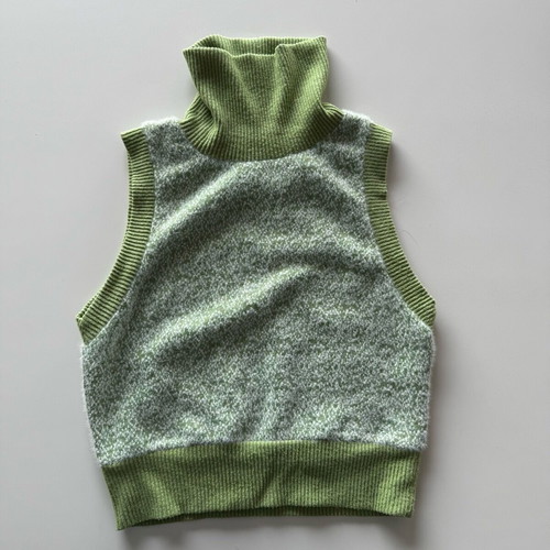 Zara women's knitted turtleneck vest size S like new green