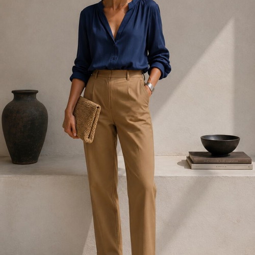 Forel beige pants, high waist, size 52, like new
