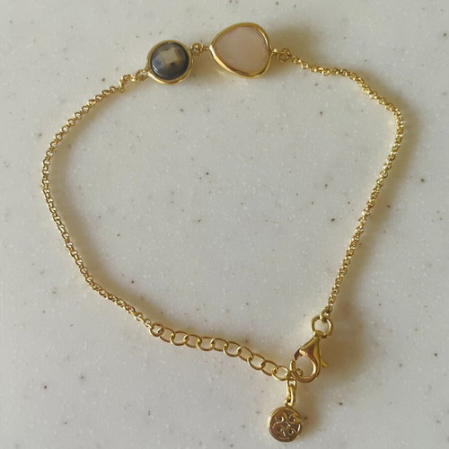 Oxette silver bracelet gold plated with crystals, like new