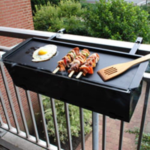Balcony railing barbecue new, 60x20x20 cm, charcoal grill