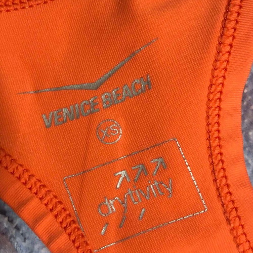 Venice Beach top used, size XS, white and orange