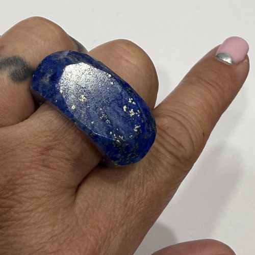 Lapis Lazuli Ring new, solid natural stone, size 60