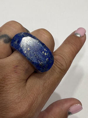 Lapis Lazuli Ring new, solid natural stone, size 60