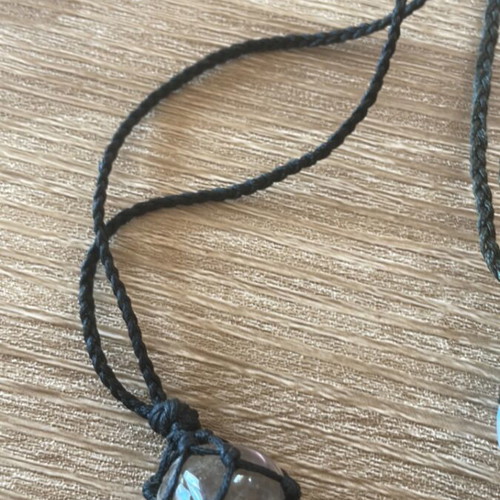 Necklace with opal and white quartz crystals, like new, adjustable