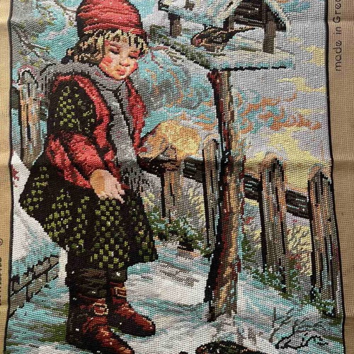Handmade textile painting frame like new, 0.65x0.46 m