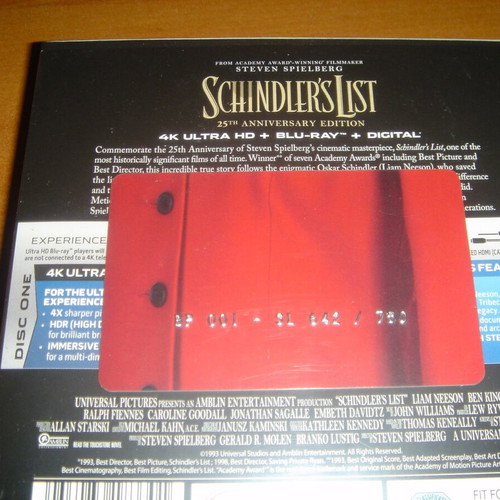 Schindler's List 25th Anniversary Edition Blu-Ray καινούργιο με ελληνικούς υπότιτλους