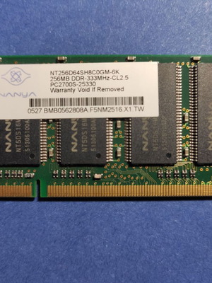 Nanya NT256D64SH8C0GM-6K 256MB DDR1 SODIMM μνήμη RAM