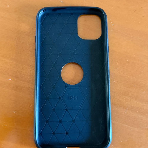 iPhone 11 case used with ring holder slot, black plastic