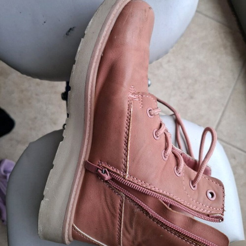 Leather women's ankle boots 37 anatomical like new, light rotten apple color