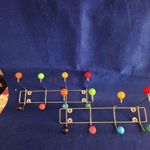 Wall hooks used, colorful children's design