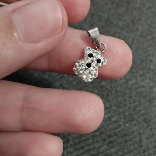 Sterling Silver 925 Bear Jewelry Set with Earrings and Pendant
