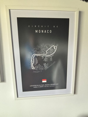 White frame with Formula 1 Monaco track poster like new