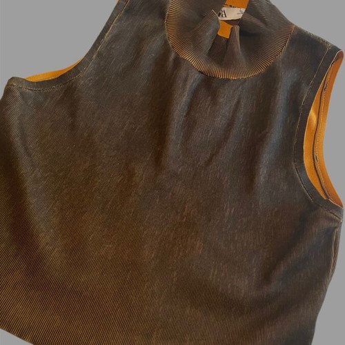 Zara top, brown and gold, size L