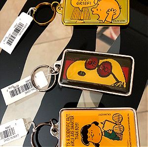 PEANUTS SET OF 3 KEYCHAINS SNOOPY CHARLIE BROWN LUCY KEYRINGS NEW with TAG