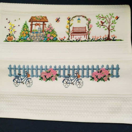 Kitchen towels embroidered set of two new