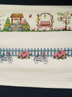 Kitchen towels embroidered set of two new