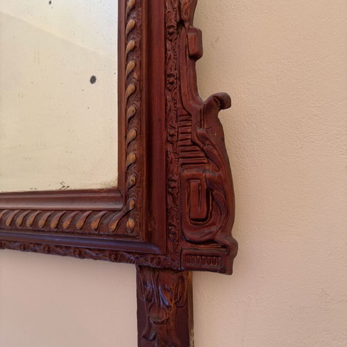 Mirror like new with plaster frame and carved furniture with marble