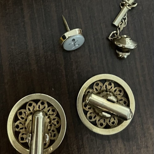 Anson vintage men's cufflinks and tie pin set gold 1970s like new