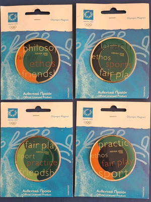 Olympic Games Pins Athens 2004 Set of 4 Pieces New