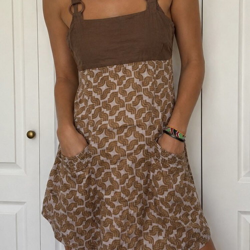 Zara TRF Y2K Geometric Print Mini Dress with Deep Pockets, Like New