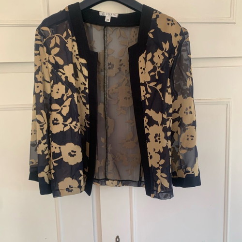 Chris evening dress set with bolero like new, dark blue and gold lace