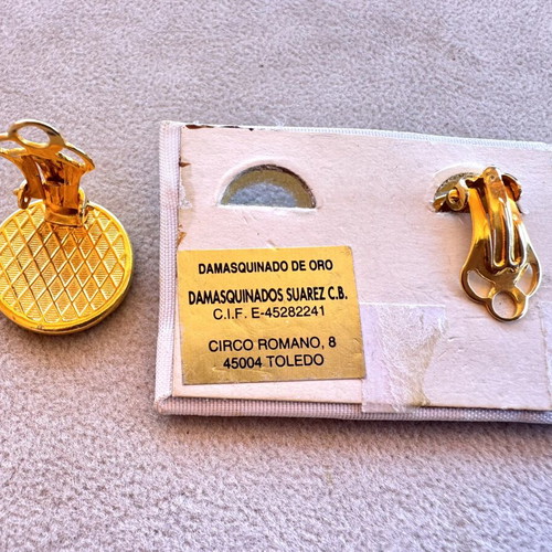 Vintage Damasquinados Suarez Earrings from Toledo, New