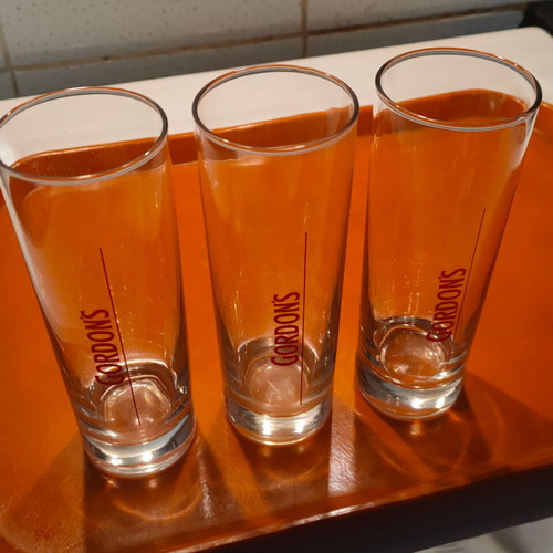 Gordon's three collectible souvenir glasses like new