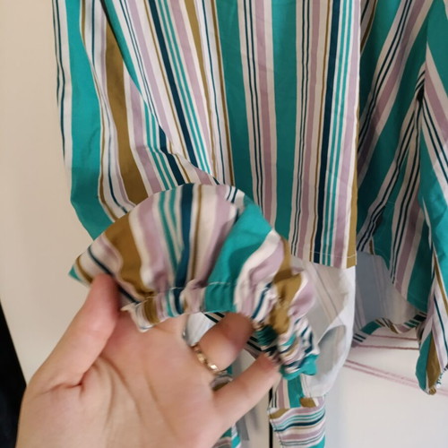 Feel Cute Cropped Wrap Striped Blouse size M like new, multicolor