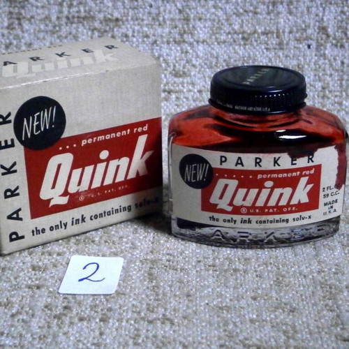 Parker Quink Red Ink 60ml vintage used with box