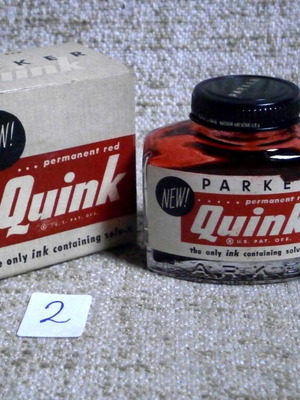 Parker Quink Red Ink 60ml vintage used with box