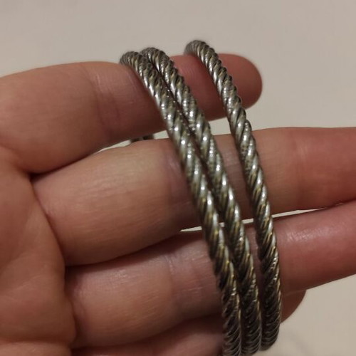 Silver stainless steel bracelets new, set of 3 pieces