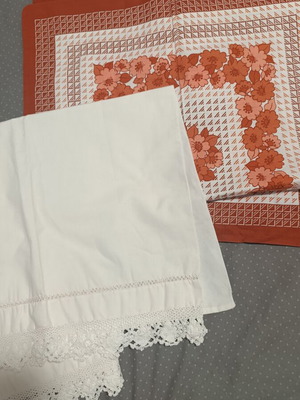 Pillowcases two pairs new with handmade lace on white