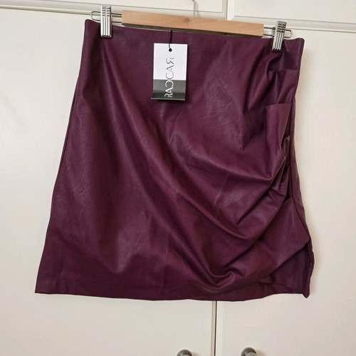 Raccar skirt new leather texture mini purple size L/XL