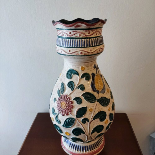 Ceramic vase West Germany midcentury like new, hand-painted