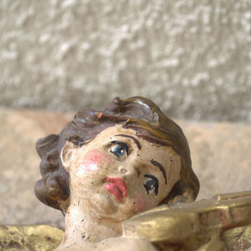 Violin player angel used, glazed ceramic from Italy